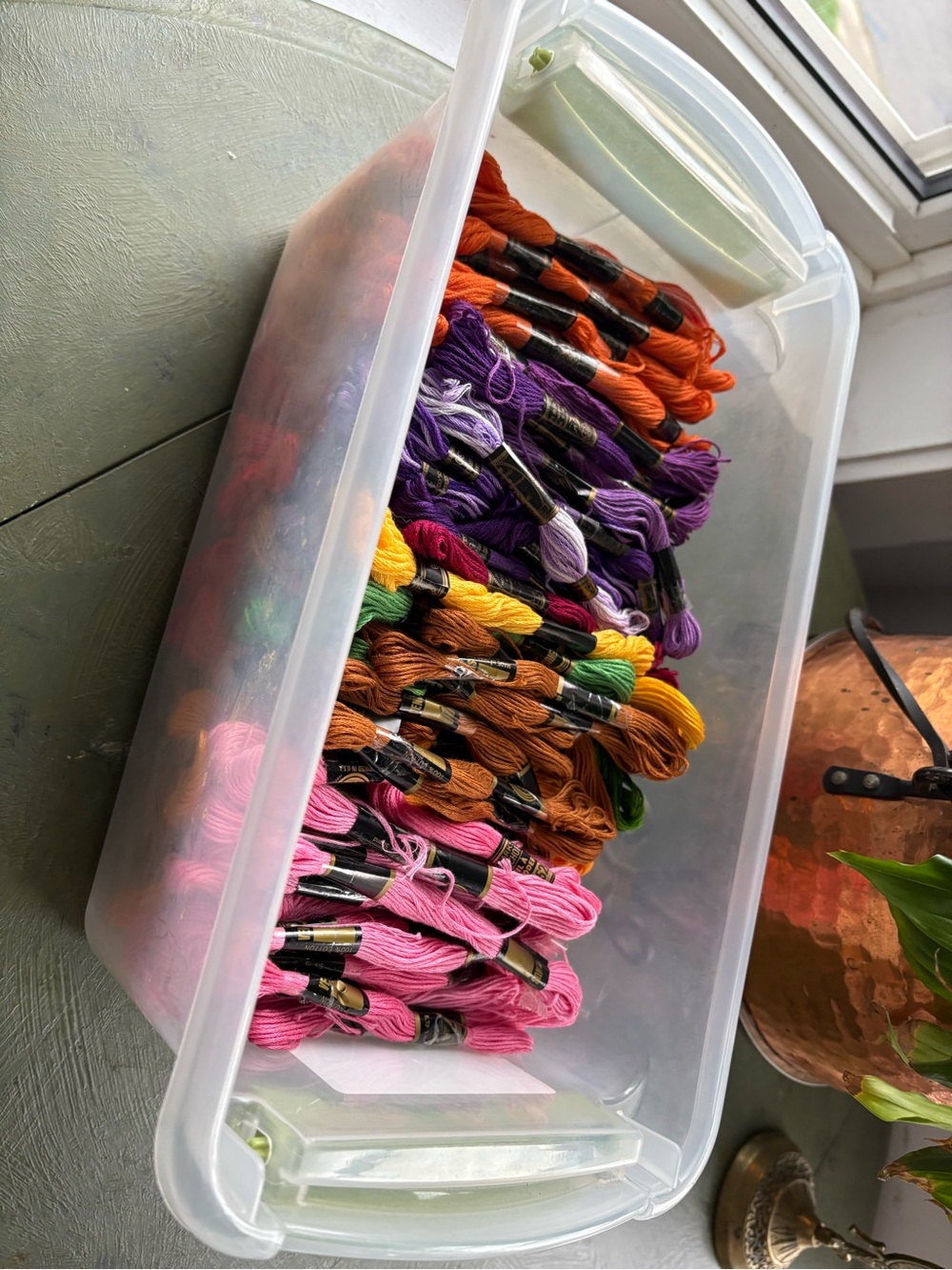 Multi-Color Embroidery Floss Storage Tote - Clear Plastic Organizer